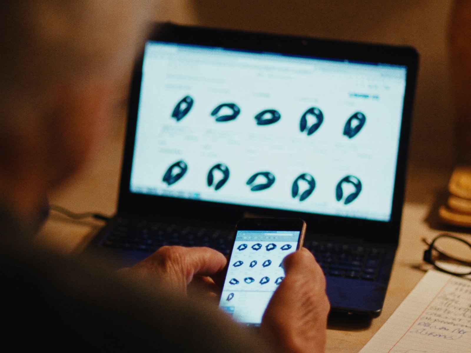 Laptop with a dozen leg massager product listings open